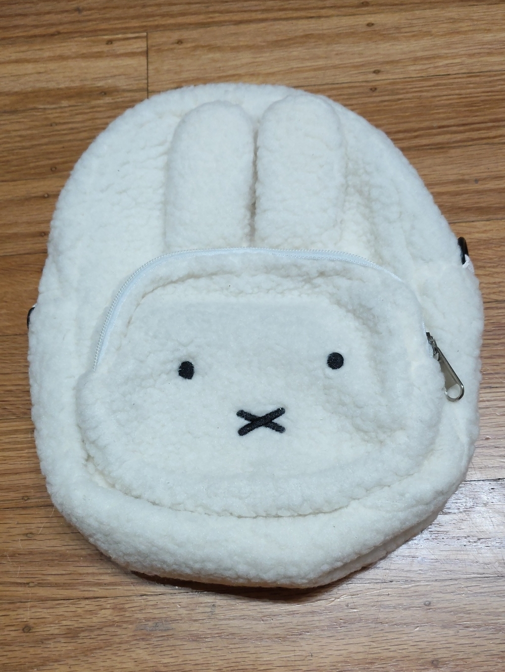 Cream Plush Bunny Kids Backpack - Soft Sherpa Shoulder Bag